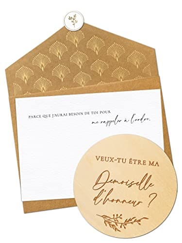 Joli Coon Veux-tu être ma demoiselle d'honneur carte en bois avec enveloppe dépliante et sceau - Demande temoin cadeau