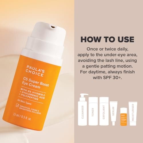 Paula's Choice Crème Contour Yeux C5 SUPER BOOST - Traitement des Yeux Vitamine C Illumine la Peau - Ciblez les Taches Brunes & Ridules - Tous Types de Peaux - 15 ml