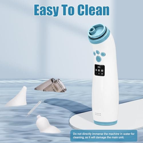 Mouche Bebe Electrique, Mouche Bebe Rechargeable avec 3 niveaux d'aspiration et 2 silicone doux, Aspirateur Nez Bebe avec de la musique pour les nouveau-nés et les tout-petits,Bleu