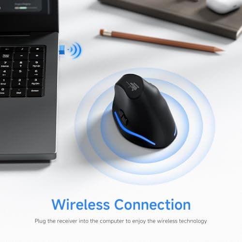 ECHTPower 2024 Update Souris Ergonomique sans Fil, 2.4GHz Souris Verticale Rechargeable, Wireless Mouse Droitier Silencieuse, 4800 DPI Réglable Interface Type C pour PC Laptop Ordinateur Mac Windows