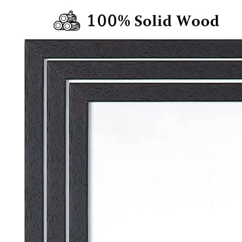 ATOBART Lot de 4 cadres, format A3, en bois, noirs, pour photos, images et certificats, avec plexi-glass, pour montage mural, 29,7 x 42 cm