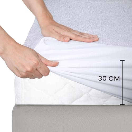 Utopia Bedding Protège Matelas 160 x 200 x 30 cm Imperméable, Certifié Oeko TEX, Alèse Drap Housse, Matelas Couvre, Respirant, Élastique Tout Autour