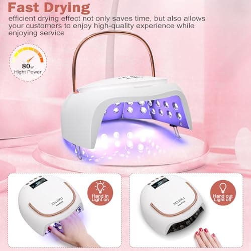Lampe à Ongles Rechargeable,NAILGIRLS 80W Sans Fil Lampe Led UV Pour Ongles Capteur Automatique Séchoirs à Ongles avec 4 Réglages de Minuterie Lampe Pour Ongle Gel Professionne pour salon
