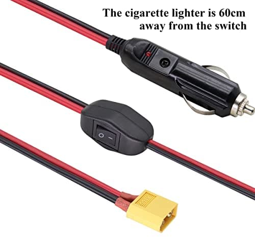 AAOTOKK Câble Allume Cigare XT60,Prise mâle Allume Cigare 16AWG 12V vers Adaptateur mâle XT60 câble de Charge Compatible avec Le câble de Charge de Batterie de Drone Freestyle FPV (3M-Male)