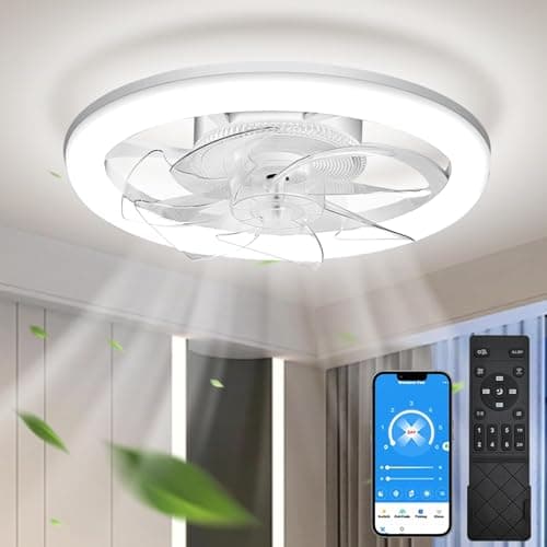 EKDADL Ventilateur de plafond silencieux de 50 cm avec lumières,Réversible ventilateur de plafond fermé avec télécommande,6 vitesses de vent,3 températures de couleur en option
