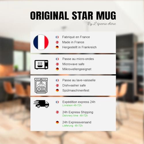 Céramique Mug Personnalisé blanc avec texte personnalisable 'ORIGINAL STAR MUG' Anse et Intérieur noir - Cadeau Original pour Homme Femme Anniversaire Bureau Collègue Noël - 330ML