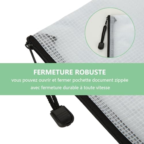 JMIATRY 30 Pcs Pochette Document Zippée A4+A5+A6, Pochette Zippée Mesh, Pochette Plastique Zippée Rangement pour Documents, Dossiers