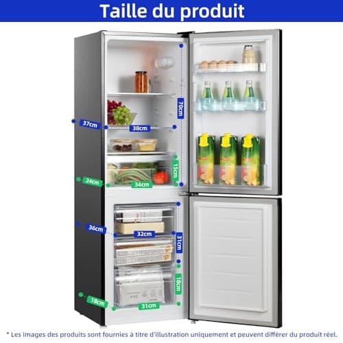 CHIQ Réfrigérateur congélateur bas FBM157L42 157L (109+48), Largeur 47cm, Low frost, 39 db, Portes réversibles, 12 ans de garantie sur le compresseur