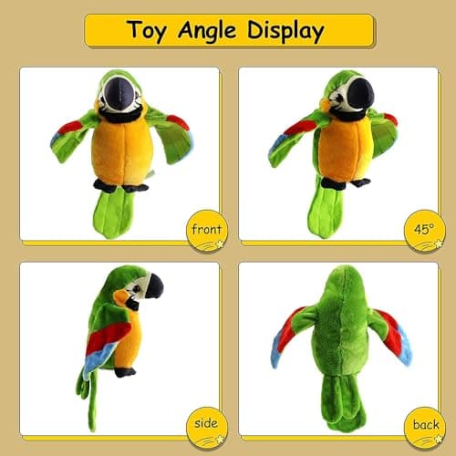 Sunshine smile Perroquet Parlant en Peluche,Jouet électrique Perroquet Parlant,Electrique Peluche Qui Danse,Mignon Jouet Peluche Electrique,Jouet Électronique en Peluche,Interactive Perroquet Ailes