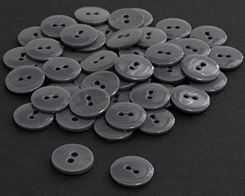 AERZETIX - C65536 - Lot de 50 Boutons à coudre ronds Ø15x2.2 mm à 2 trous L24 24L en plastique - couleur: gris foncé - diamètre de l'ouverture 2 mm - mercerie couture vêtements décoration