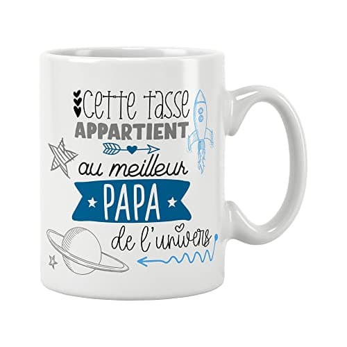 ÉNJA Création. Mug papa. Papa/Tasse – Le meilleure de l'univers - Futur papa - Cadeau anniversaire Cadeau original. Céramique haute qualité 11oz - 320 ML (PAPA)