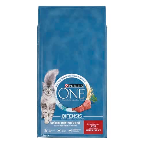 PURINA ONE Bifensis Chat Stérilisé | Croquettes Au Bœuf pour Chats Adultes | Sac de 7,5kg