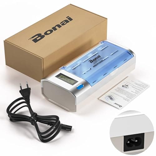 BONAI LCD Chargeur de Piles Rechargeable Universel, Chargeur de Batterie Rapide pour AA/LR6, AAA/LR3, C/R14, D/R20, 9V Piles Rechargeables Ni-MH Ni-CD, avec Fonction de Décharge