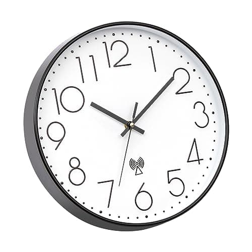 VINILITE Horloge Murale Radio Pilotée Design Moderne avec Movement Silencieux et sans Tic-Tac Pendule Murale de 30cm pour Salon, Cuisine, Bureau, Chambre