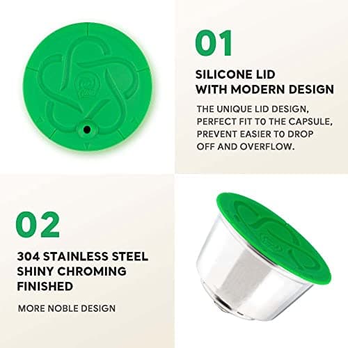 Capsules rechargeables Filtres à dosettes de café réutilisables compatibles avec les brasseurs Dolce Gusto avec cuillère et brosse (Convertisseur de capsules)