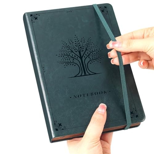 HOMEMARS Cahier A5, Cahier de Note, Notebook, Carnets et Journaux, 320 Pages, 100 GSM, Ligné,Vert, Carnet De Notes De Journal Épaissi,Carnet numéroté, Journaux en cuir épais, conception d’arbre