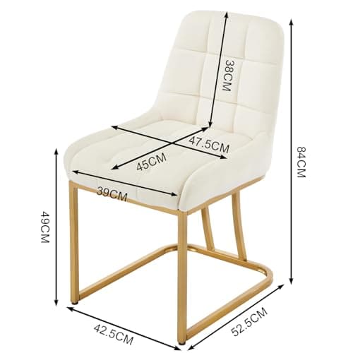 WOLTU Chaise Salle à Manger, Lot de 4, Chaise Cuisine en Velours, Chaise Salon, Chaise Coiffeuse Rembourrée, avec Dossier, Structure Métallique en Forme d'arc EZS32cm-4 Crème