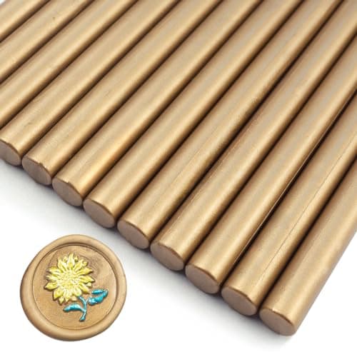7 mm Bâton de cire, Zifospy 26 pièces Mini pistolet à colle Bâtons de cire,pour lettres Cartes de vœux Sceller le vin Artisanat Faire des invitations de mariage et de fête(Brun jaunâtre)