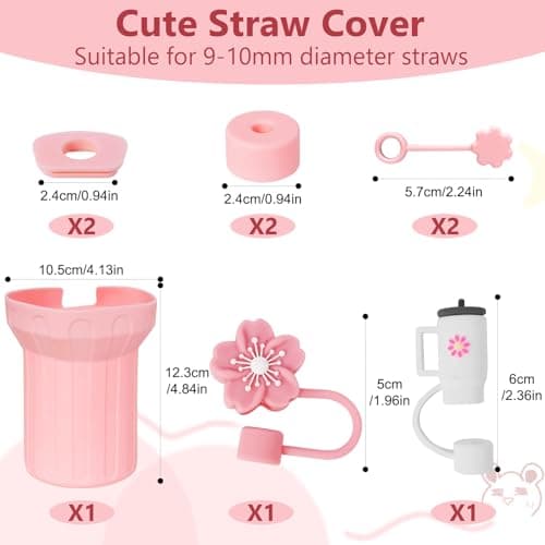 MirraSwit Cup Lot de 6 Bouchons en Silicone Anti-Fuite, 2 Couvercles en Paille pour Pailles de 9-10 mm, 1 Coque en Silicone pour Gobelets, Tasses non Incluses pour Cup
