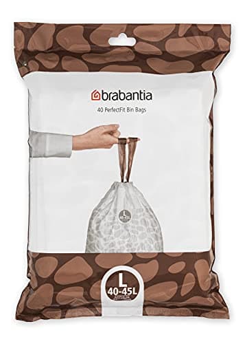 Brabantia Sacs Poubelle PerfectFit (Code L - 40L / 45L), Ultra Résistant, Poignées Coulissantes (40 Sacs)