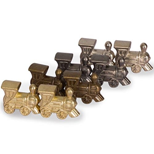 Yellow Mountain Imports Train Mexicain Jeu Complet avec 12 Dominos Doubles (Pions/Points), Moyeu en Bois, Marqueurs de Train en Fonte et Carnet de Score