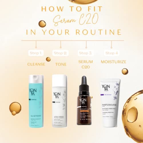 Serum C20 Vitamine C Yonka 30ml - Texture Huile - Anti-Âge, Éclat et Unifiant Illumine et Réduit les Tâches - 20% de Vitamine C Stable - 99,9% d'Ingrédients d'Origine Naturelle