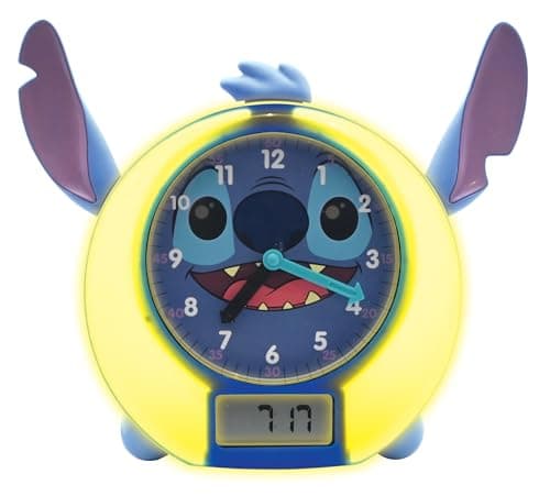 Lexibook, Disney Stitch, Mon Compagnon de Nuit Éducatif, Réveil, veilleuse, similateur d'aube et conteur d'histoires, avec câble Secteur, Bleu, RLT100D