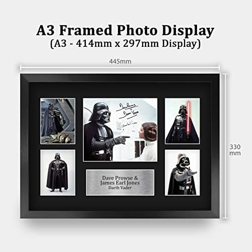 HWC Trading FR A3 Dave Prowse & James Earl Jones Star Wars Darth Vader Cadeaux Imprimés Affichage de présentation d’autographes signés pour les fans de cinéma - A3 Encadré
