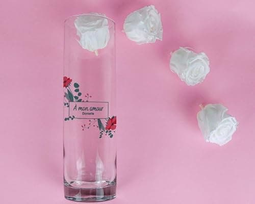 CADEAUX.COM - Vase Cylindrique Personnalisable pour Femme de 30 Ans - Vase Personnalisé - Message Personnalisable - Cadeau Anniversaire - Cadeau Femme