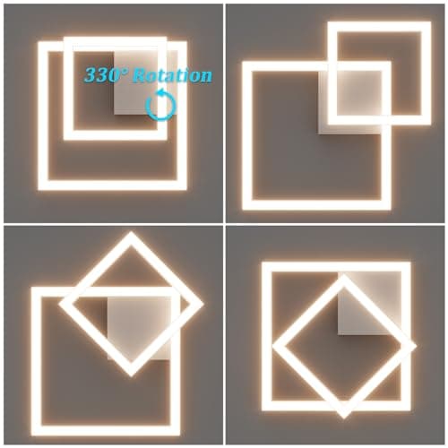 Klighten Plafonnier LED Dimmable avec Télécommande 35W Lampe de Plafond en Aluminium, Moderne Design Luminaire Plafonnier pour Salon Chambre Cuisine Couloir, 2400 LM, 3000K-6000K, Blanc