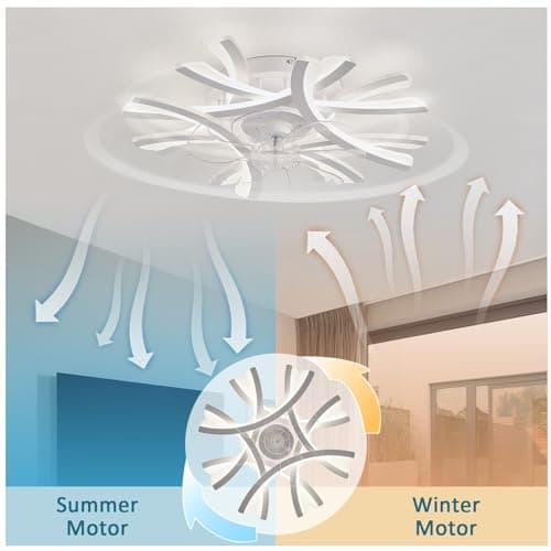 Créativité Ventilateur De Plafond Silencieux Avec Lumiere Et Telecommande Réversible 6 Vitesses Lustre Ventilateur LED Dimmable Timer Lampe Ventilateur Plafond Avec Fonction Mémoire-White
