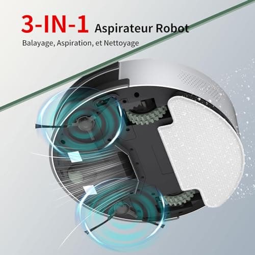 OKP Aspirateur Robot, Robot Aspirateur Laveur 3 en 1, Mince Silencieux Connecté WiFi/Bluetooth/Alexa/App, Auto-Charge, 120min d'Autonomie, Idéal pour Poils d'animaux Sols Tapis, K5 avec Télécommande