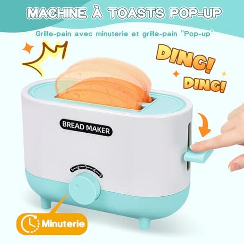 Aragallant Accessoire Cuisine Enfant, Kit Cuisine Enfant avec Machine a Cafe, Mixer, Blender, Mixeur, Grille-Pain et Autres Ustensile Cuisine Jouet, Jeu de Rôle pour Garçons Filles 3 4 5 6 7 8 Ans