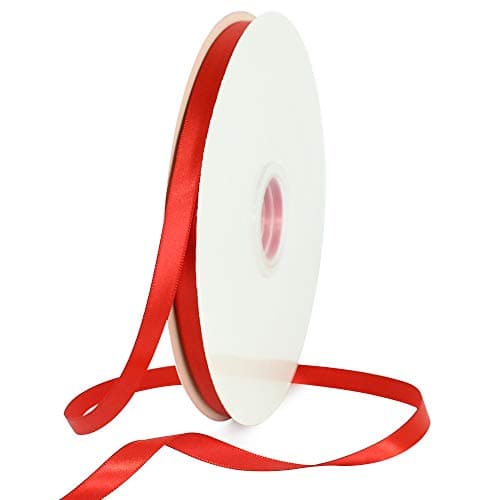 TONIFUL 1cm X 91m Ruban Satin Rouge Lisse pour Cadeaux, Bouquets, décoration de fête de Mariage, Artisanat