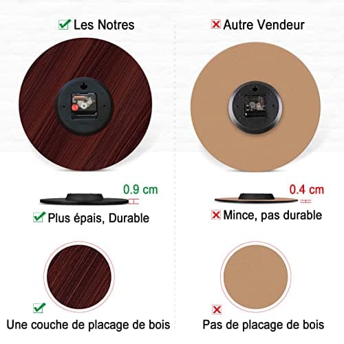 TAHEAT Romantique Lavande Horloge Murale, Français Mauve l'amour Floral Horloges, Exact Décoratif Lisible Pendules Murales pour Le Salon/Chambre/Salle de Bains/ 34 cm