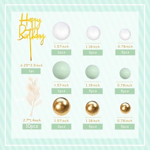 Cupcakes Toppers Balle, 50 PCS Décorations de Gâteau en Boule, Topper de Gâteau de Ballon, Mini Ballons Décoration de Gâteau, Decoration Gateau Anniversaire pour Mariages, Baby Showers (Vert)
