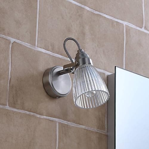 Lindby Applique Murale Kara à intensité variable (Moderne) en Gris Verre e. a. pour Salle de bain (1 lampe,à G9), Luminaire salle bain, Lampe WC