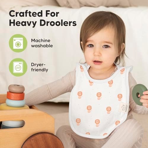 Pack de 8 bavoirs pour bébés KeaBabies pour filles, garçons, bavoirs bébé, bavoirs absorbants super absorbants, foulard bébé, nouveau-né, bavoir en coton biologique, bébé, bavoir bébé (Wilderness)