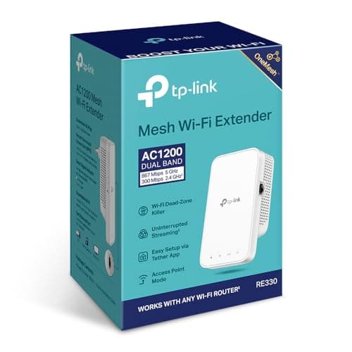 TP-Link Repeteur WiFi RE330, Amplificateur WiFi AC1200 Mbps, Port Ethernet Gigabit, Repeteur WiFi Puissant, compatible avec les box internet, profitez sans changer votre Box