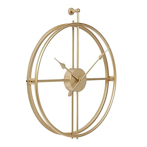 LW Collection Horloge Murale Alberto Or 62 cm - Grande Horloge Murale Industrielle en Métal - Horloge Murale Moderne - Mouvement Silencieux - Horloge Silencieuse