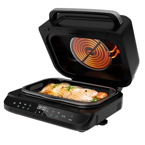 Cecotec Friteuse à Air Grill sans Huile de 6 L Cecofry FireDome 6000. 2400 W, 6 Modes de Cuisson et 4 Niveaux Grill, Thermostat Réglable, Comprend une Sonde de Température et des Accessoires