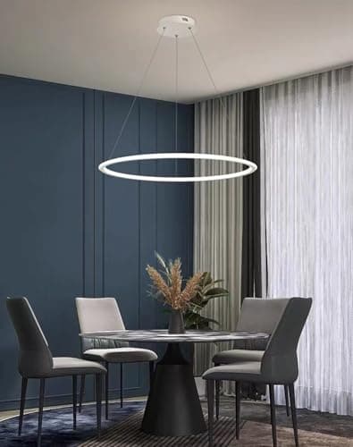 Lampe à suspension LED moderne table à manger dimmable lampe à suspension LED avec télécommande, lampe de salon ronde moderne Suspension Lampe de cuisine de bureau de salle à manger (blanc, Φ40cm)