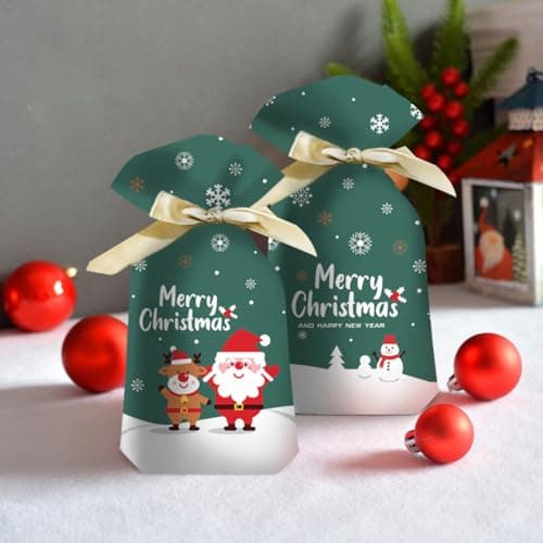 haweeli Sacs Cadeaux de Noel assortis avec cordon de serrage, 48 Sac Cadeau Petit Sachet à Friandises pour Bonbons Biscuits Cadeaux pour Enfants