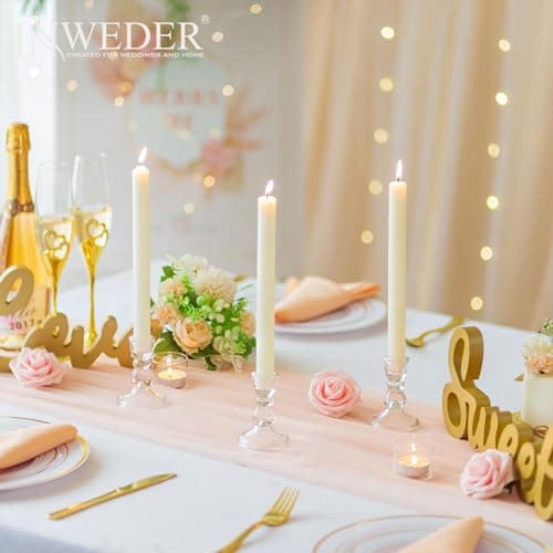 Inweder Bougeoirs en Verre pour Bougies Coniques: 2 Pcs Porte-Bougies Transparent en Vrac pour Centre de Table Bougeoir Vintage Chandelier Moderne pour Mariage, Noël ou Décoration de la Maison