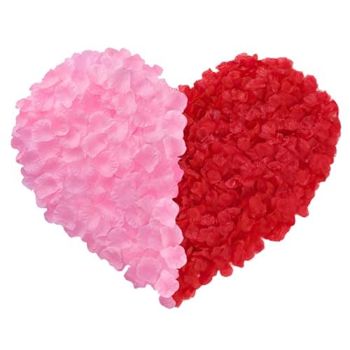 Lafefe 1200 Pétales de Rose Artificiels, Pétales de Rose Jetables pour Mariage, Pétales de Fleurs Séchées pour Mariage, Saint Valentin, Ambiance Romantique- Rouge, Rose