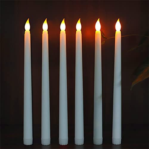 Sequpr Lot de 6 Bougies à LED, Bougies sans Flamme, Bougies à Piles, Bougies Longues LED pour Noël Table Mariage Anniversaire Fête Décoration (Blanc)