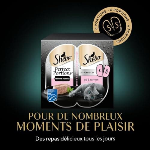 Sheba Perfect Portions pour chat adulte Barquettes Nourriture humide Terrine de luxe au saumon 6x37 LOT DE 8