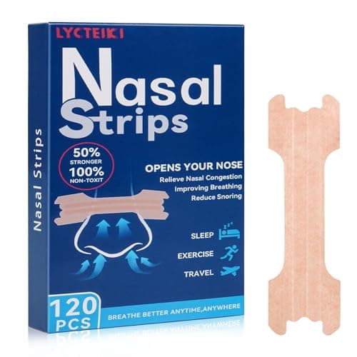 LYCTEIKI 120 Pièces nasal strips bandelette nasales, Dispositifs anti ronflement efficace puissant, ecarteur nasal taille large Patch Anti bandelette nasales pour une Meilleure Respiration