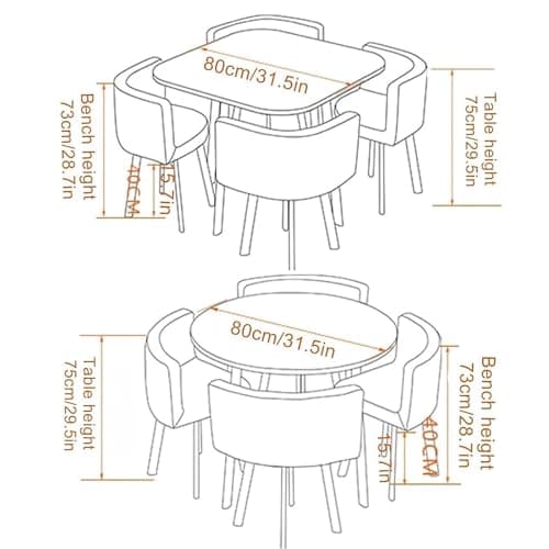 Ensemble de table à manger ronde/carrée avec chaises, table de conférence moderne et 4 chaises, combinaison table de réception et chaises, ensemble de table de cuisine en bois pour 4 personnes