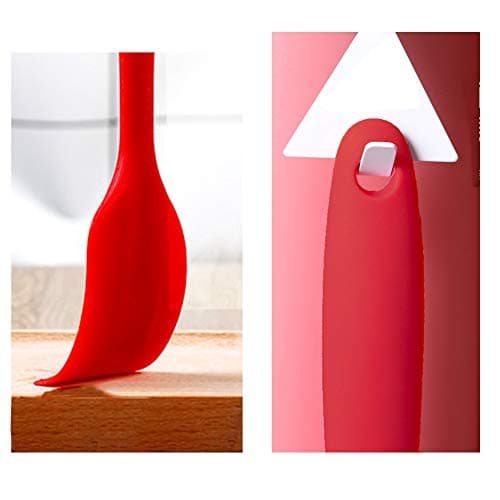 ANGGREK Silicone Spatula Set Long Handle Silicone Scraper for Butter Cake Cooking Tool Kitchenware, Non Stick (Red)